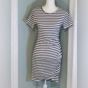 NWT BTBFM Striped Ruched Bodycon Dress Shirred Size M
